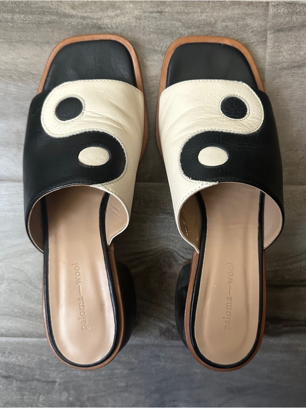 Paloma Wool Black & Cream Yin-Yang Slide Mules